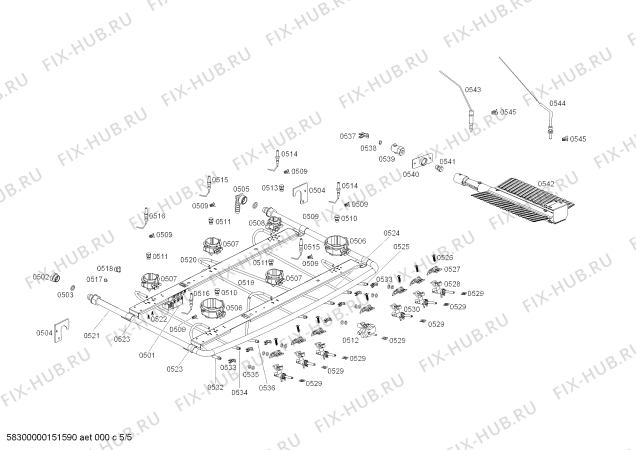 Взрыв-схема плиты (духовки) Coldex FG122I48SC COCINA COLDEX FASSINA INOX L76 220V - Схема узла 05