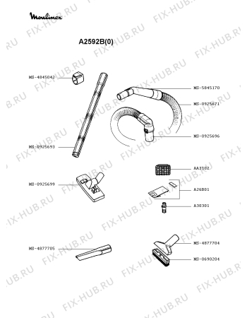 Взрыв-схема пылесоса Moulinex A2592B(0) - Схема узла CP002323.2P2