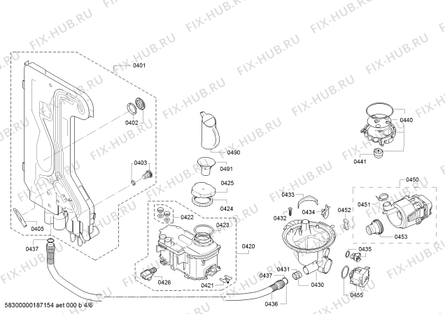 Взрыв-схема посудомоечной машины Bosch SMS40C32GB - Схема узла 04