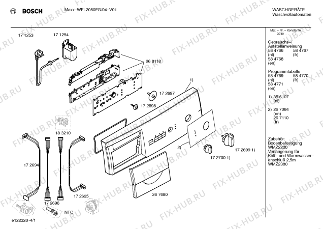 Схема №1 WFL2050FG WFL2050 с изображением Панель управления для стиральной машины Bosch 00356107