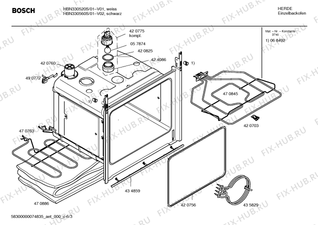 Взрыв-схема плиты (духовки) Bosch HBN330520S - Схема узла 03