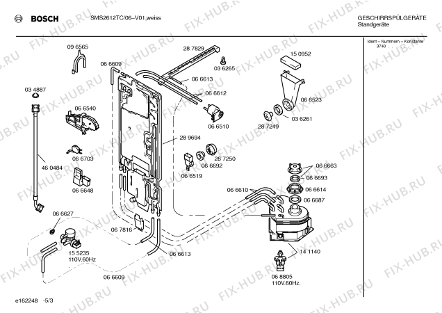 Взрыв-схема посудомоечной машины Bosch SMS2612TC - Схема узла 03