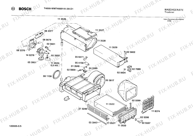 Взрыв-схема сушильной машины Bosch WMT4000141 T4000 - Схема узла 05