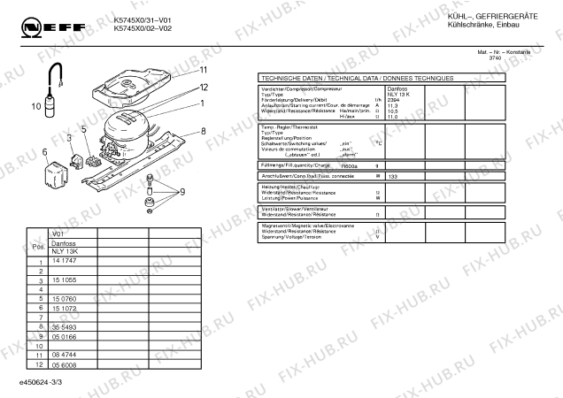 Схема №1 K5745X0GB K5745 с изображением Инструкция по эксплуатации для холодильника Bosch 00526243