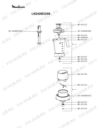 Схема №1 LM2428EG/98 с изображением Блендерная ножка для электроблендера Moulinex SS-4300005908