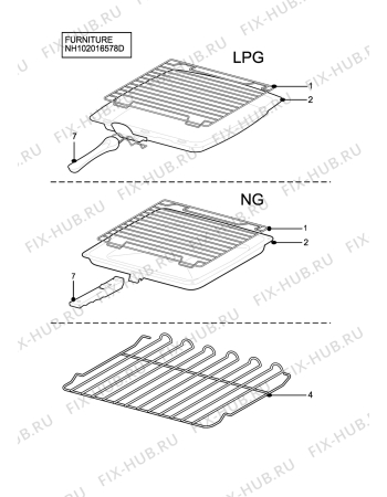 Взрыв-схема плиты (духовки) Tricity Bendix SG305/1WL - Схема узла H10 Furniture