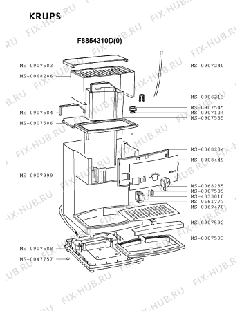 Взрыв-схема кофеварки (кофемашины) Krups F8854310D(0) - Схема узла FP001862.7P2