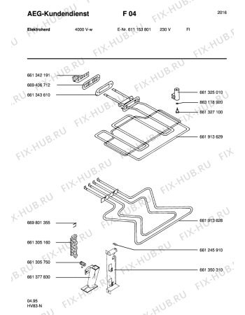 Взрыв-схема плиты (духовки) Aeg 4000V-W SF - Схема узла Section4