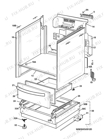 Взрыв-схема плиты (духовки) Electrolux COOKER,EKC60111 230V - Схема узла H10 Chassis