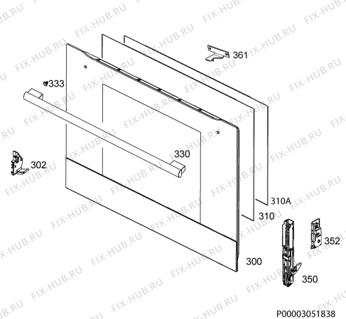 Взрыв-схема плиты (духовки) Electrolux EOB3000AOW - Схема узла Door