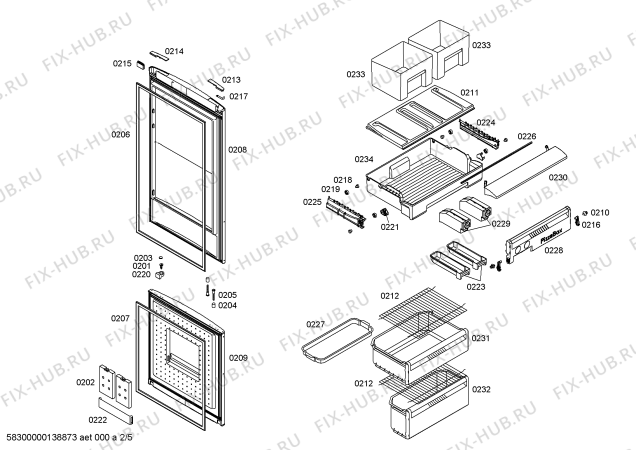 Схема №1 RB272353S с изображением Дверь для холодильной камеры Bosch 00247034