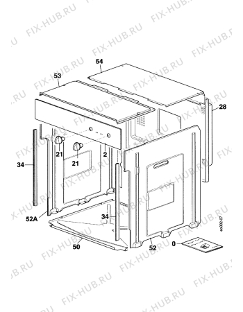 Взрыв-схема плиты (духовки) Electrolux EBGL50VZXF - Схема узла Housing, outer