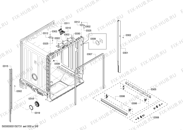 Схема №1 SHX5AL02UC с изображением Корзина для посуды для электропосудомоечной машины Bosch 00680473