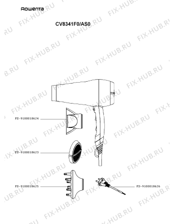 Схема №1 CV8341F0/AS0 с изображением Наконечник для электрофена Rowenta FS-9100018625