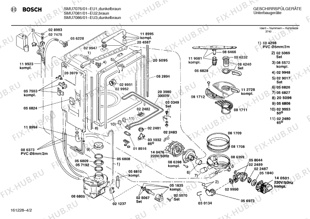 Взрыв-схема посудомоечной машины Bosch SMU7086 - Схема узла 02