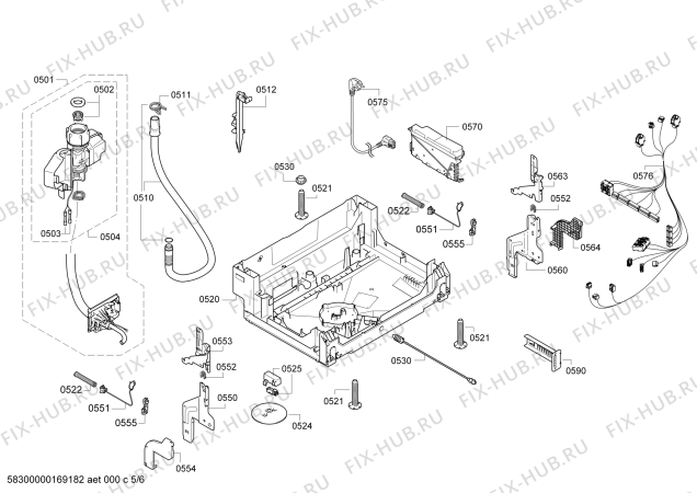 Взрыв-схема посудомоечной машины Bosch SMI85L05DE Exclusiv - Схема узла 05