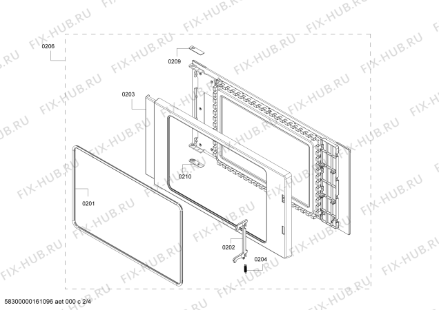 Схема №2 3WM459XD с изображением Дверь для плиты (духовки) Bosch 00770986