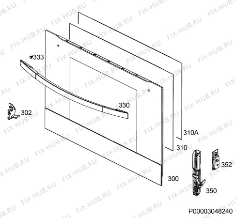 Взрыв-схема плиты (духовки) Zanussi ZOS37902XD - Схема узла Door