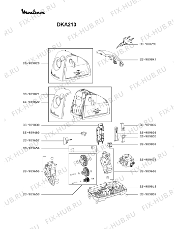 Взрыв-схема мясорубки Moulinex DKA213 - Схема узла QP003019.4P2