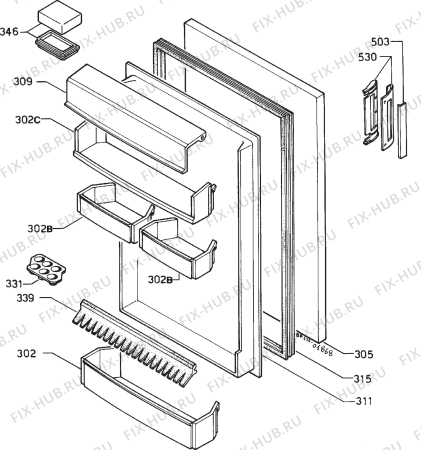 Взрыв-схема холодильника Electrolux ER1636T - Схема узла Door 003