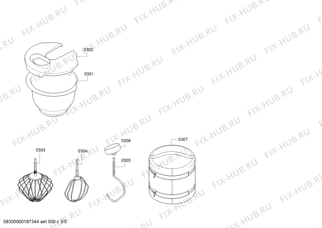 Взрыв-схема кухонного комбайна Bosch MUM58252RU - Схема узла 03