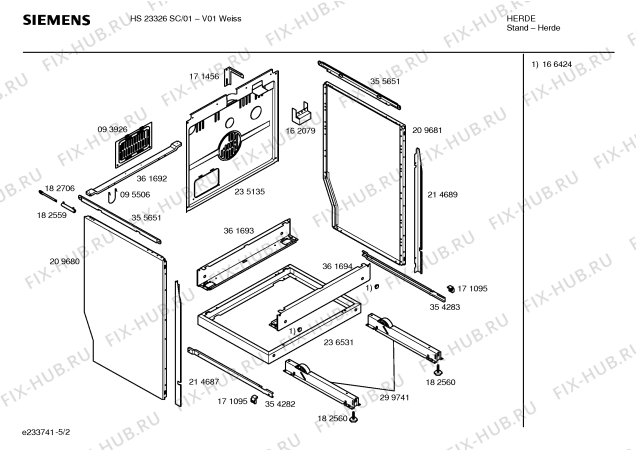 Взрыв-схема плиты (духовки) Siemens HS23326SC - Схема узла 02