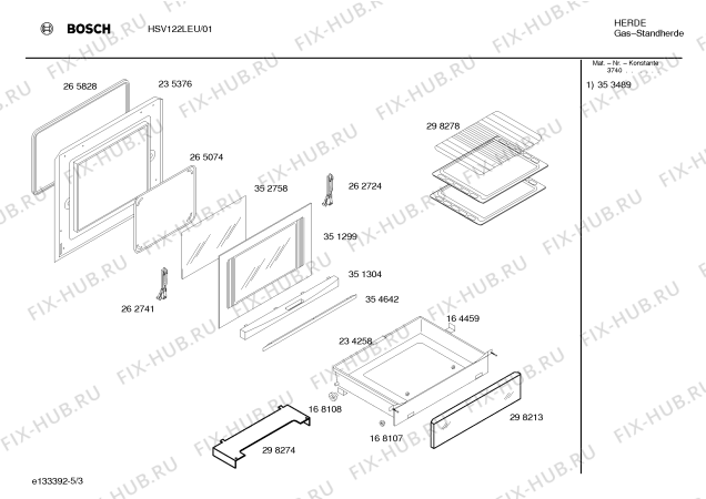 Схема №2 HSV122LEU с изображением Панель управления для плиты (духовки) Bosch 00358063