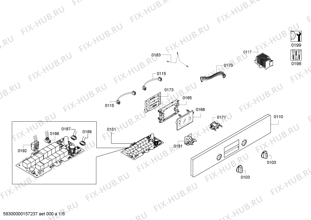 Схема №1 HBA63A261F Horno.bosch.pyro.3D.B2.E3_CIF.pt_abat.ne с изображением Модуль управления, запрограммированный для электропечи Bosch 00700304