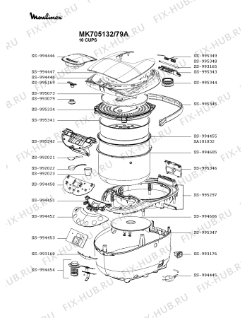 Схема №1 MK707832/79A с изображением Уплотнитель для электропароварки Moulinex SS-995297