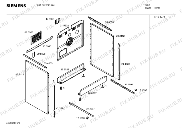 Взрыв-схема плиты (духовки) Siemens HM51220EU - Схема узла 03