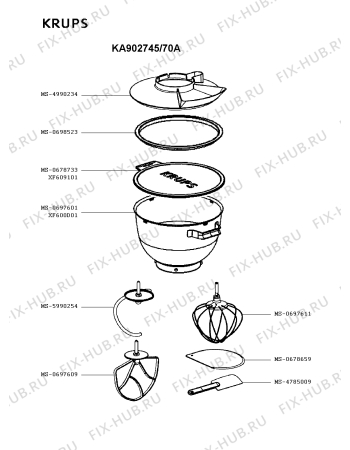 Взрыв-схема кухонного комбайна Krups KA902745/70A - Схема узла HP003108.5P4