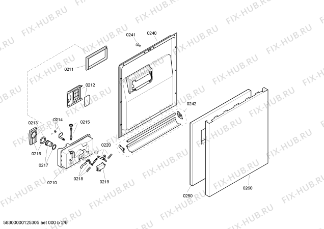 Схема №2 SGS55E72EU с изображением Передняя панель для посудомоечной машины Bosch 00663905