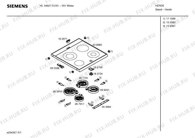 Схема №1 HL54728EU с изображением Стеклокерамика для плиты (духовки) Siemens 00238985