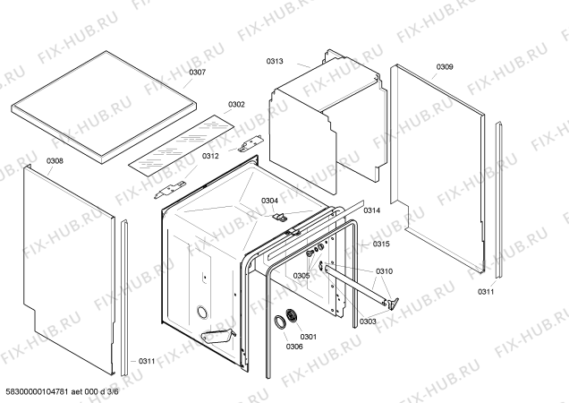 Схема №1 SE24E234EU с изображением Столешница для посудомойки Siemens 00475007