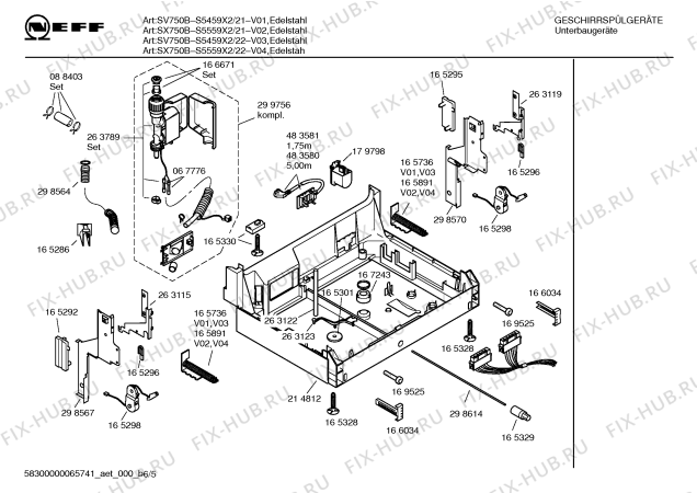 Схема №1 S5459X1 SV750A с изображением Инструкция по эксплуатации для посудомойки Bosch 00583103