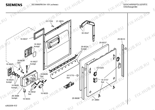 Взрыв-схема посудомоечной машины Siemens SE55660RK - Схема узла 02