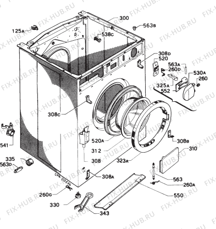 Взрыв-схема стиральной машины Zanussi ZFL1015 - Схема узла Cabinet + armatures