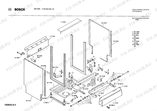 Взрыв-схема посудомоечной машины Bosch 0730302545 SMI5300 - Схема узла 04