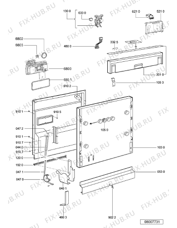 Схема №1 GSXK 7421/2 с изображением Панель для посудомоечной машины Whirlpool 480140101247