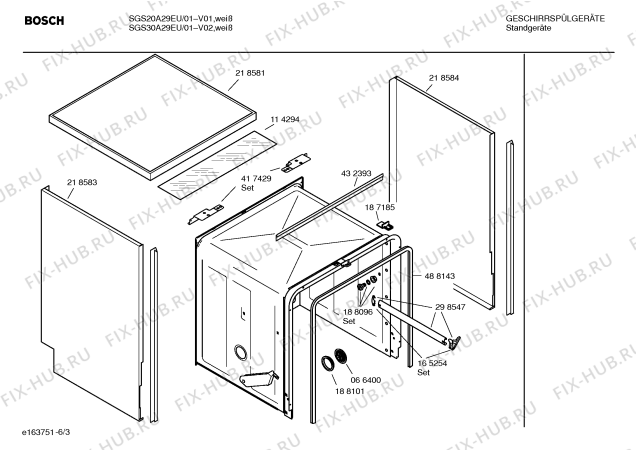 Взрыв-схема посудомоечной машины Bosch SGS20A29EU - Схема узла 03