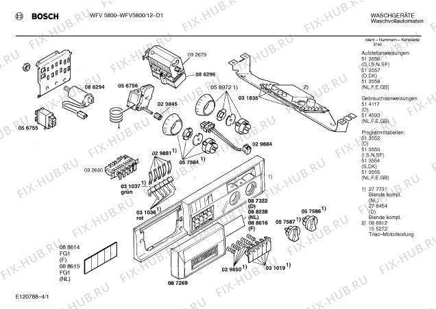 Схема №2 WFV5800FG WFV5800 с изображением Инструкция по эксплуатации для стиральной машины Bosch 00514117