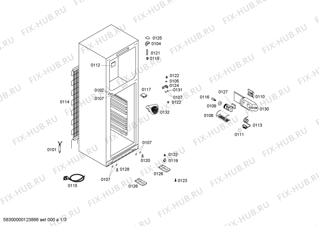 Схема №1 X5KCVBR333 с изображением Дверь для холодильной камеры Bosch 00245723