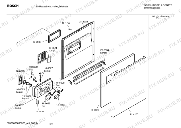 Взрыв-схема посудомоечной машины Bosch SHU5925SK Mixx - Схема узла 02