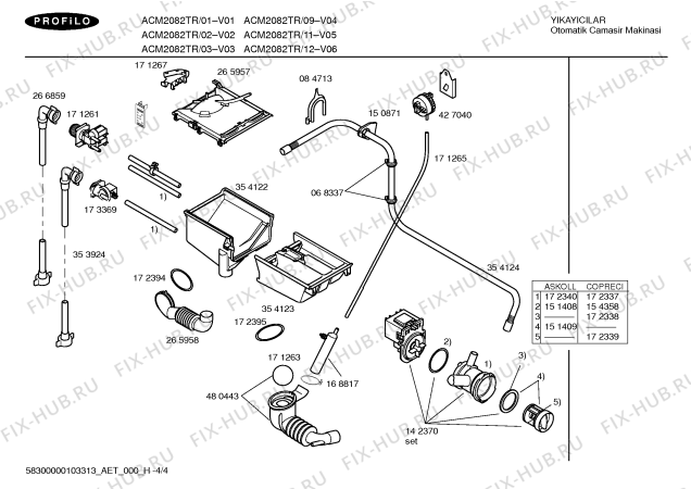 Схема №1 ACM2082TR Profilo ACM2082 с изображением Инструкция по эксплуатации для стиралки Bosch 00590370