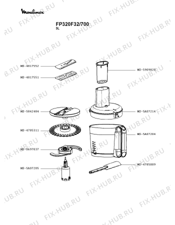 Взрыв-схема кухонного комбайна Moulinex FP320F32/700 - Схема узла KP005970.8P2