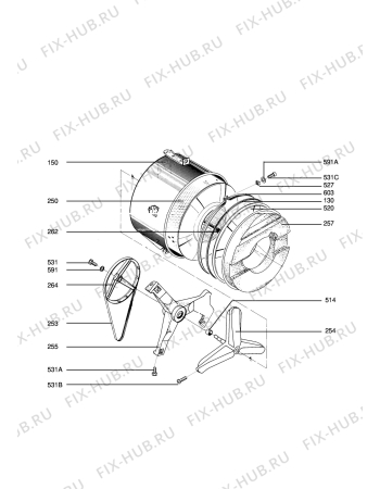 Взрыв-схема стиральной машины Aeg LAVW1009-W S - Схема узла Tub and drum