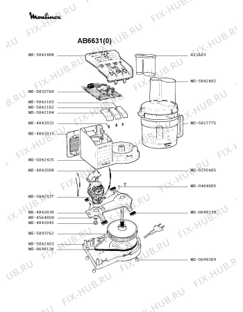 Взрыв-схема кухонного комбайна Moulinex AB6631(0) - Схема узла VP000431.5P2