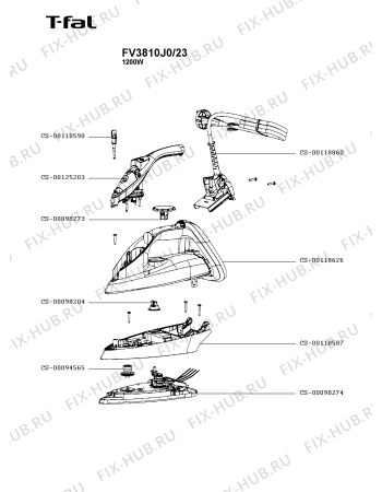 Схема №1 FV3510E1/23 с изображением Ручка для электропарогенератора Tefal CS-00118626