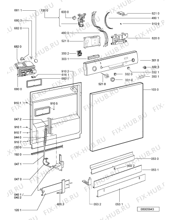 Схема №1 GSFH 1640 WS с изображением Блок управления для посудомоечной машины Whirlpool 481221838707