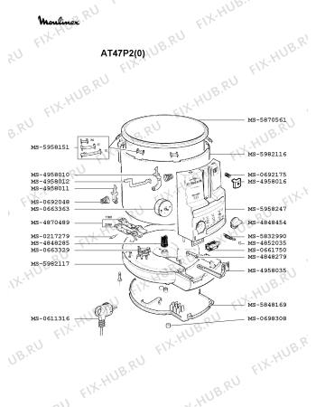 Взрыв-схема тостера (фритюрницы) Moulinex AT47P2(0) - Схема узла 1P002106.1P2